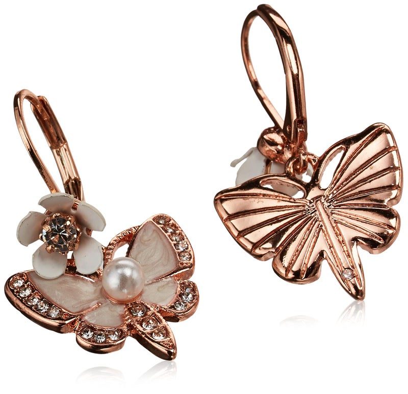 Betsey Johnson Rose Gold Butterfly Drop Earring - Image 2